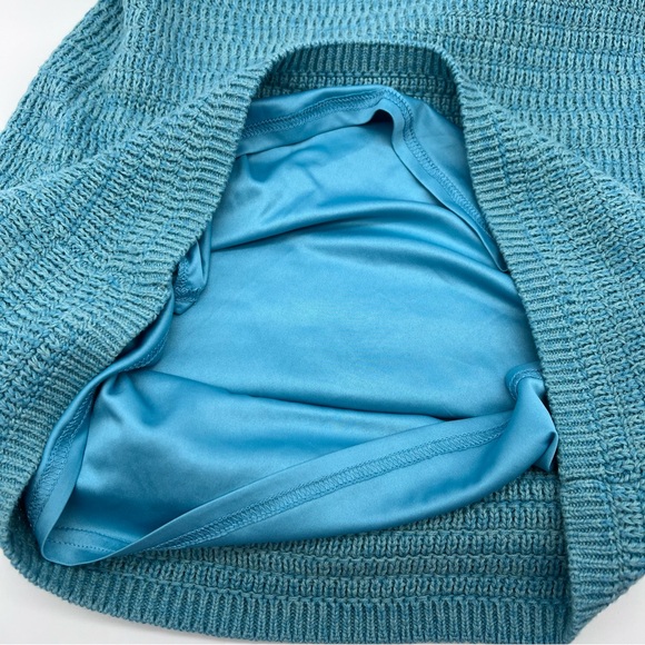 Olive & Oak Turquoise Knit Spaghetti Strap Drawstring Lined Dress-Size M - Picture 9 of 12